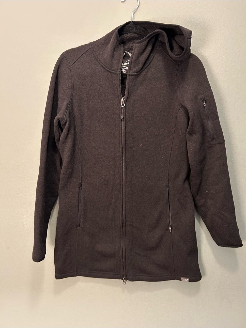 L.L. Bean Women's Black Hooded Full-Zip Fleece Jacket